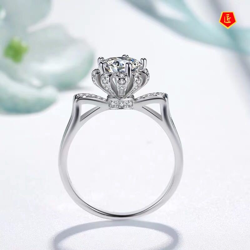 [Ready Stock]Cat Ear Crown Bud Ring Pt950 Platinum Moissanite