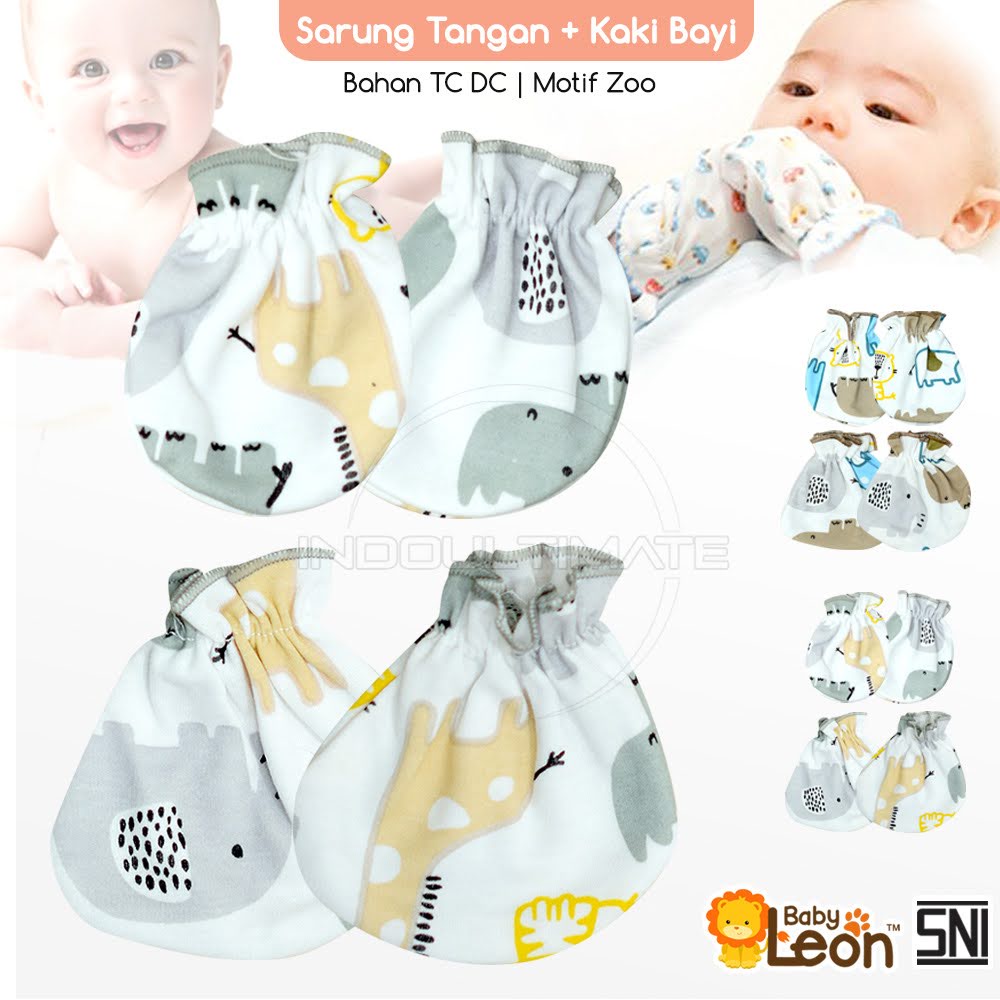 2in1 Sarung Tangan + Sarung Kaki Bayi Newborn BABY LEON DS-121 Sarung Tangan Dan Kaos Kaki Baby New Born Pelindung Tangan dan Kaki Bayi Baru Lahir