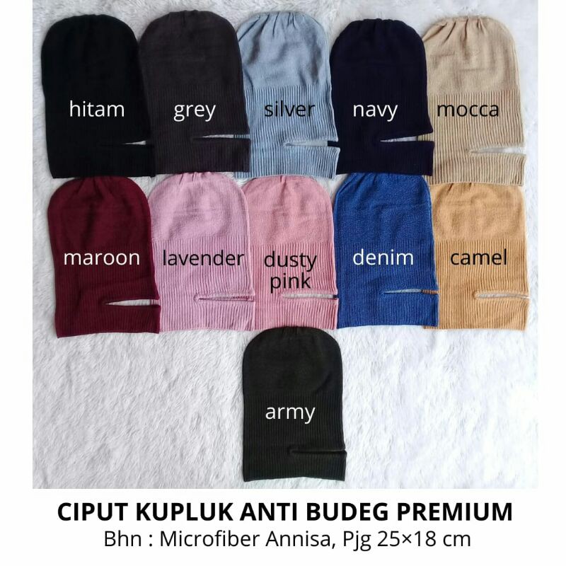 Ciput Kupluk Anti Budeg/Anbud/Antem Premium Salur Microfiber Annisa