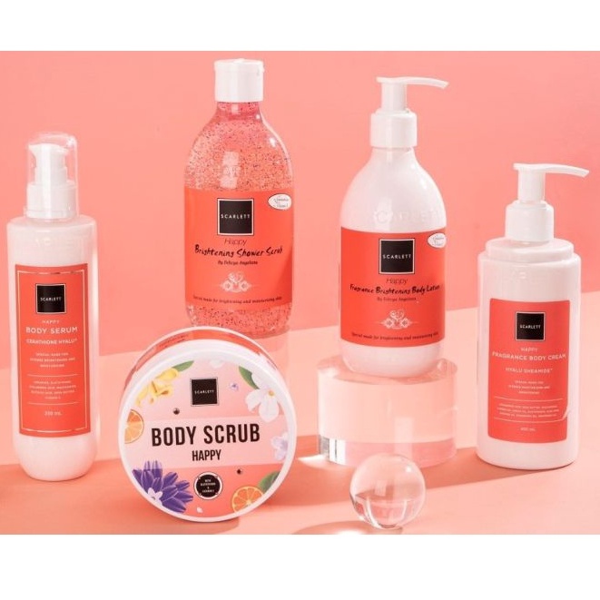 SCARLETT Whitening Happy Series - Paket Perawatan Badan Scarlett 5in1 - Original Scarlett Happy Seri