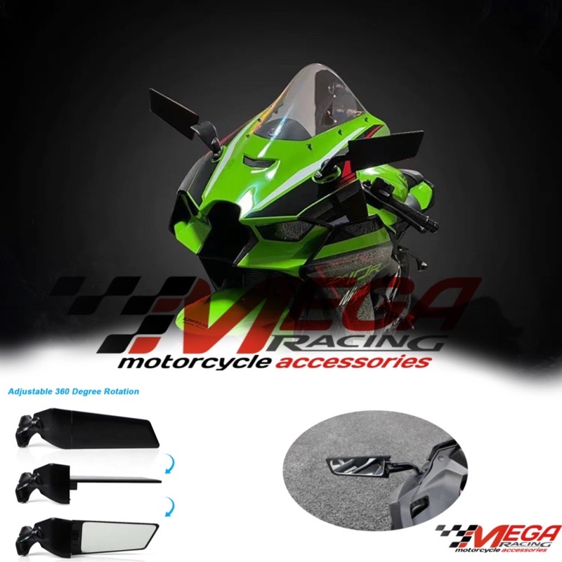 Spion Fairing Winglet Rizoma Full CNC Premium Original Universal Motor Mega Pro Ninja Zx25R Zx10R Zx636 Z10R R6 Ninja 250 Fi Karbu Nmax Pcx Cbr 250r R15 R25 Klx GP f22r Moge Sayap xmax pcx adv