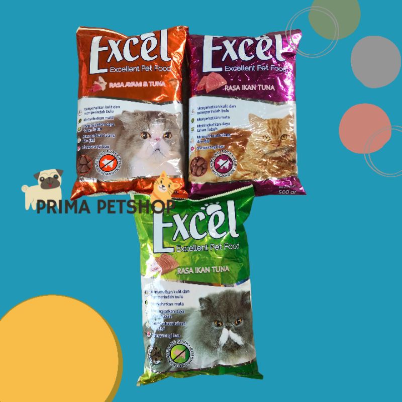 Excel makanan kucing ikan tuna ayam dan mother kitten 500gr