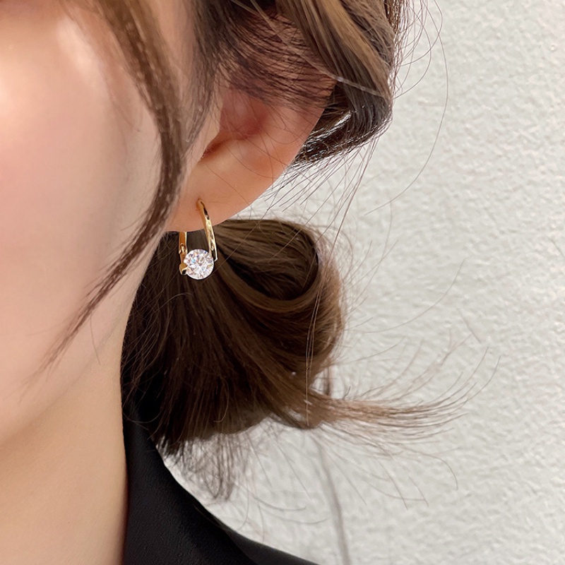 Anting Tusuk Zircon Kecil Model Silang Gaya Korea Untuk Wanita