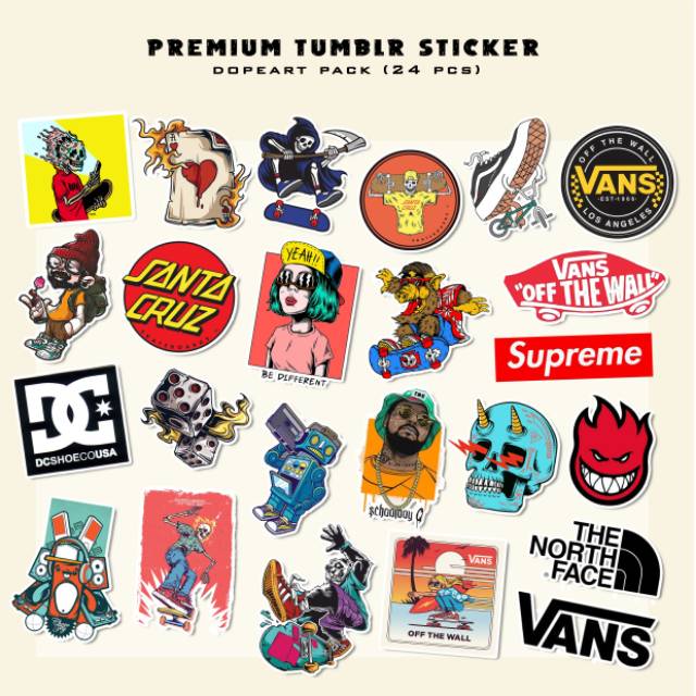 

24pcs DOPEART Sticker Tumblr | Stiker Tahan Air Anti Luntur | Sticker Aesthetic HP Laptop