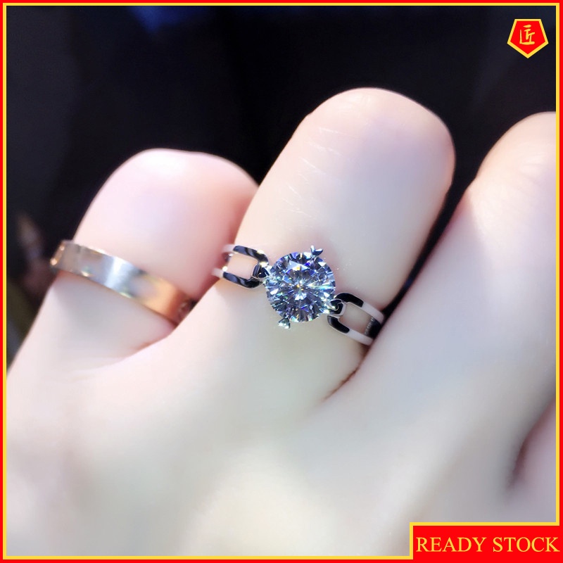 [Ready Stock]Female 1 Karat Diamond Hollow Ring