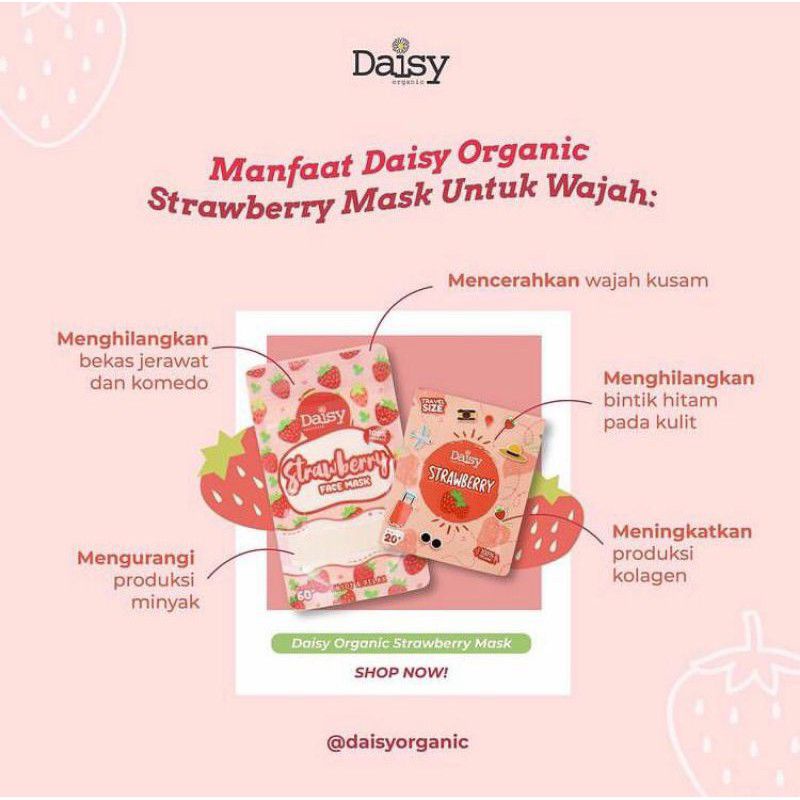 (BPOM) MASKER ORGANIC CAMILLE dan DAISY-daisy strawberry