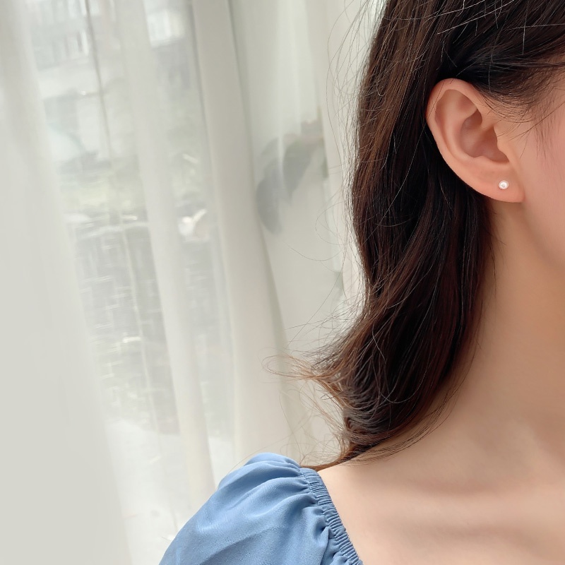 6pcs Anting Stud Bahan Sterling Silver Aksen Mutiara Metal Gaya Korea Untuk Wanita