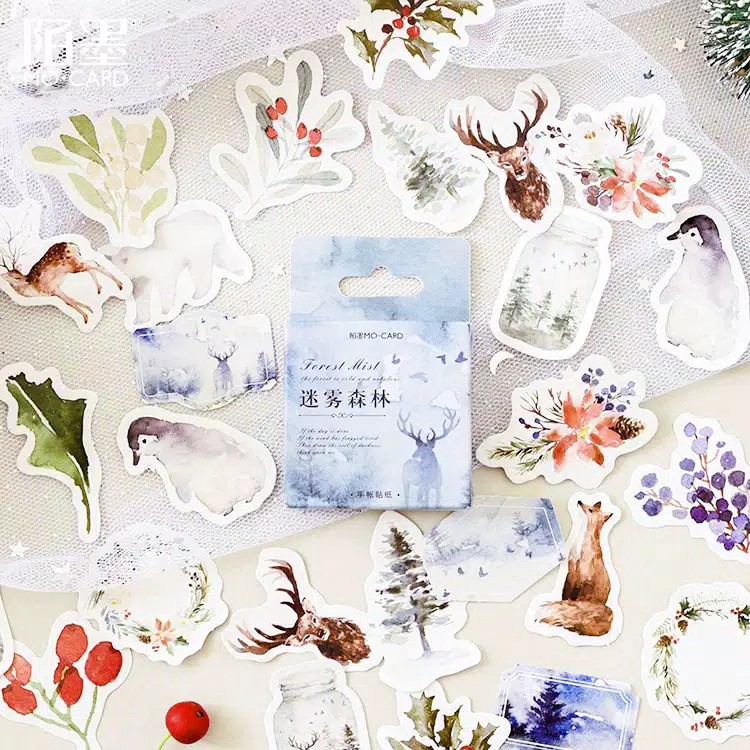

45 PCS Winter Deer Deco Sticker - Stiker Salju Untuk Bullet Journal Diary Planner DIY Scrapbook