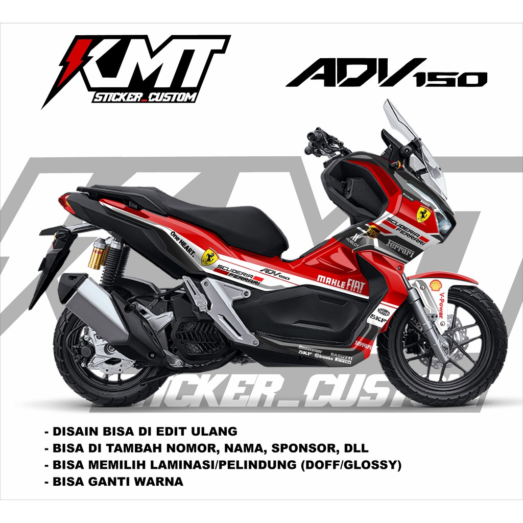 Decal sticker stiker  honda  adv 150 disain liverry ferrari 