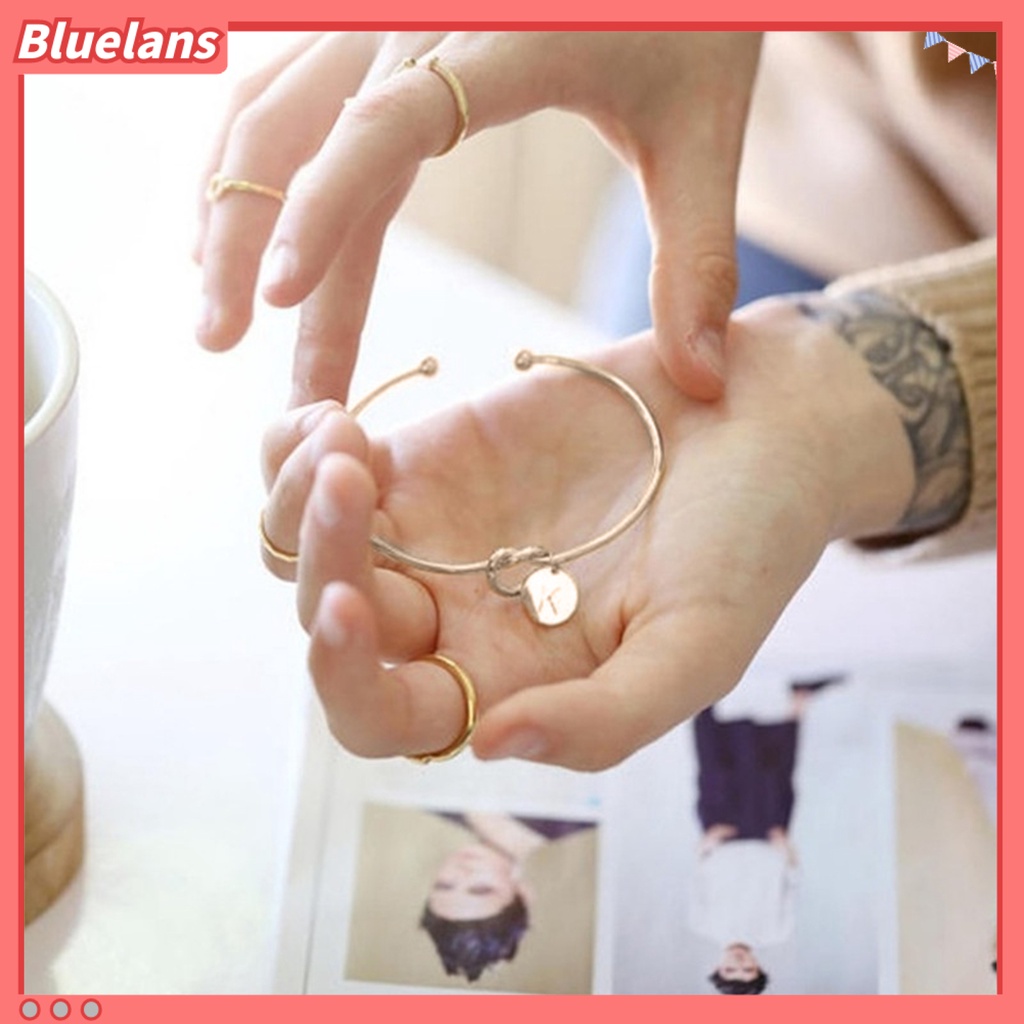 Bluelans Bracelet Opening Knotted Heart Shape Alloy Stylish Bangle for Women