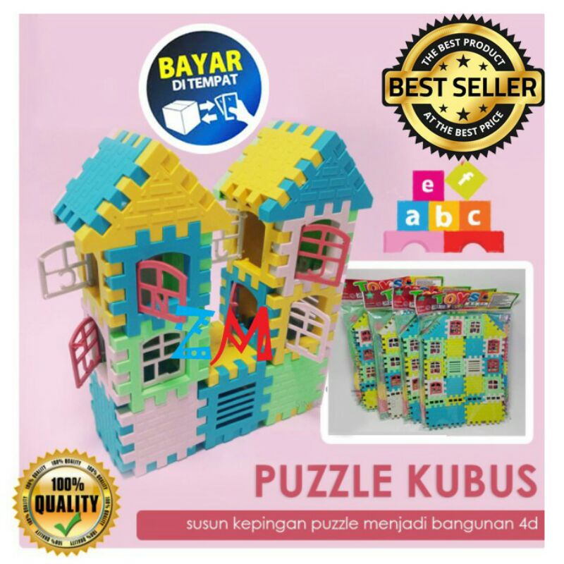 ( BISA COD ) Mainan Edukasi Anak Puzzle Blok Rumah isi 40 pcs 333 - Funny Block