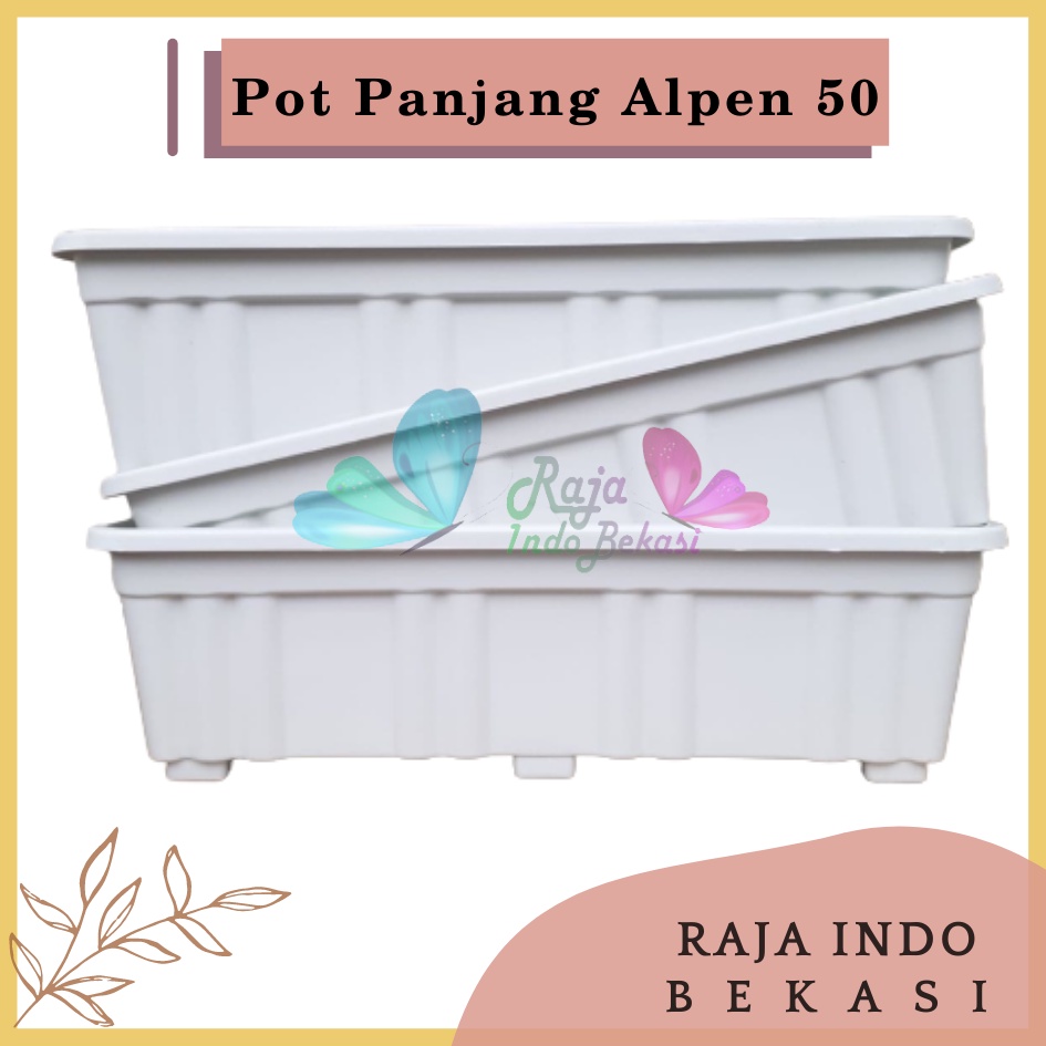 Pot Persegi Panjang Gsp 09 Putih 64 Cm - Pot Tanaman Hias Pot Bunga Lidah Mertua Aglonema Bambu Air