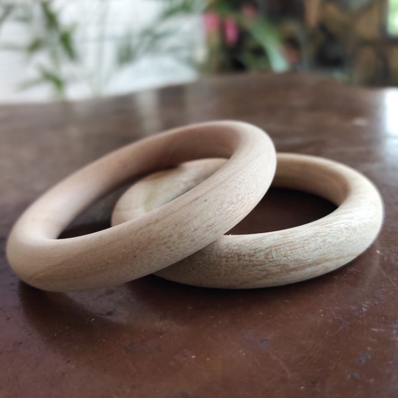 ring kayu gelang kayu natural 7cm bahan kerajinan 10 pc