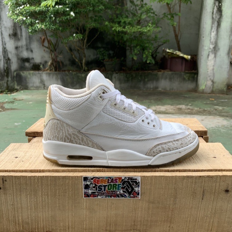 Sepatu Air Jordan 3 Retro Triple White Second Original 100%