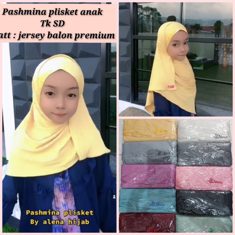 Jilbab pashmina instan plisket alena anak TK SD