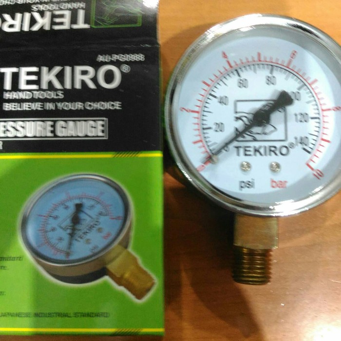 Jual pressure gauge 10 bar manometer 10 bar Tekiro dia 2,5" conn 1/4