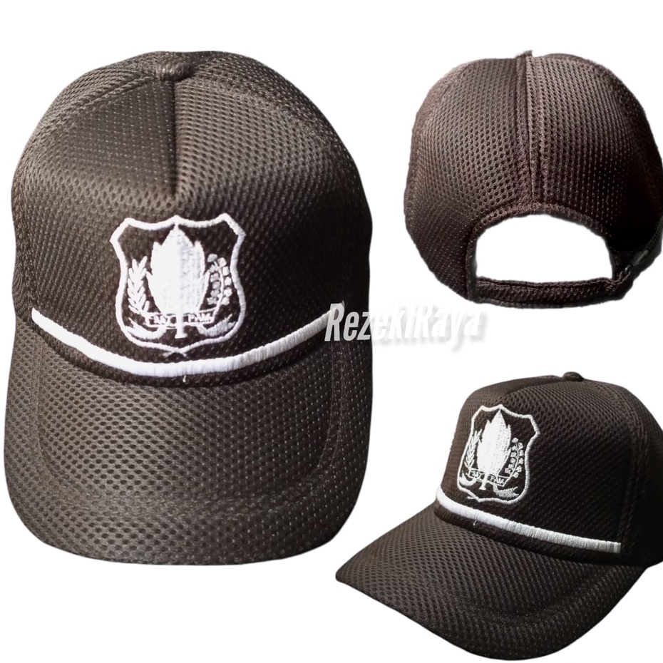 Topi Satpam List Doublemesh Baru Warna Coklat - Security Terbaru