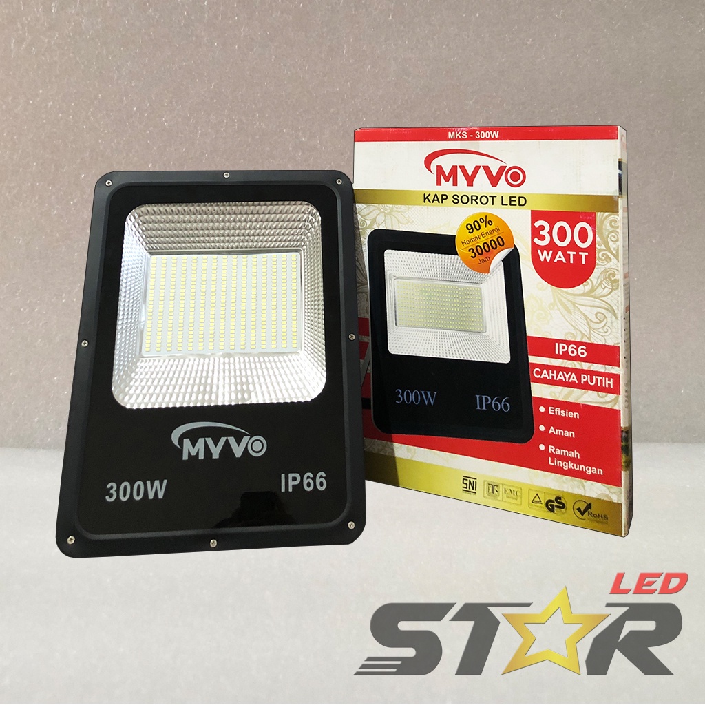 MYVO LED Floodlight 300W Lampu Kap Sorot Indoor Outdoor Flood Light IP66 Weather Proof 300 WATT Super Terang Star