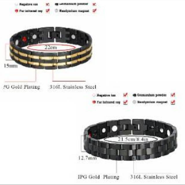 gelang magnet titanium full black gelang kesehatan fashion import