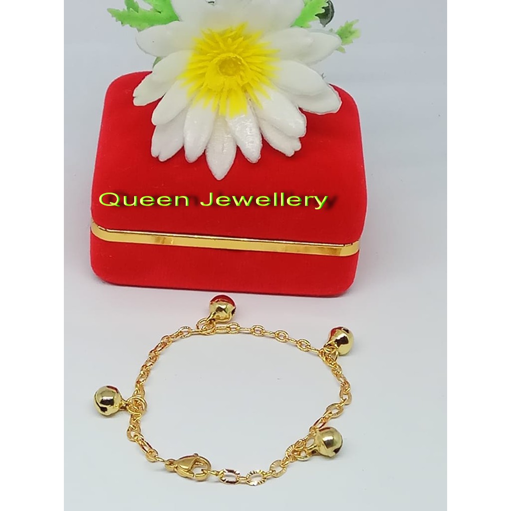 Gelang lapis emas asli bandul lonceng