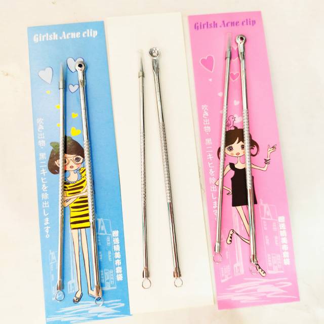 Pinset KOMEDO / Black Head Tweezers / Pencetan Komedo isi 2 / Alat Tusuk Penghilang Komedo