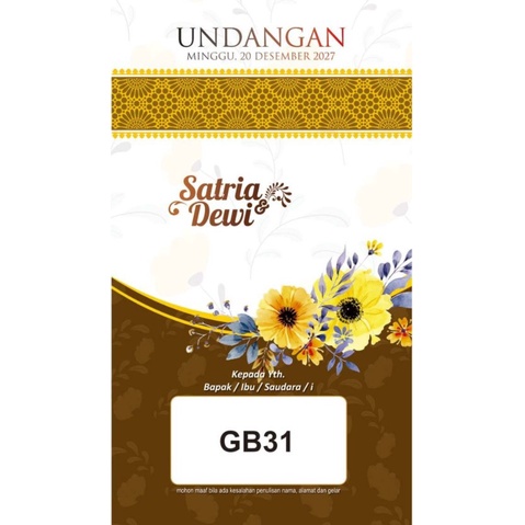 

( Cetak ) Undangan GB 31 Murah