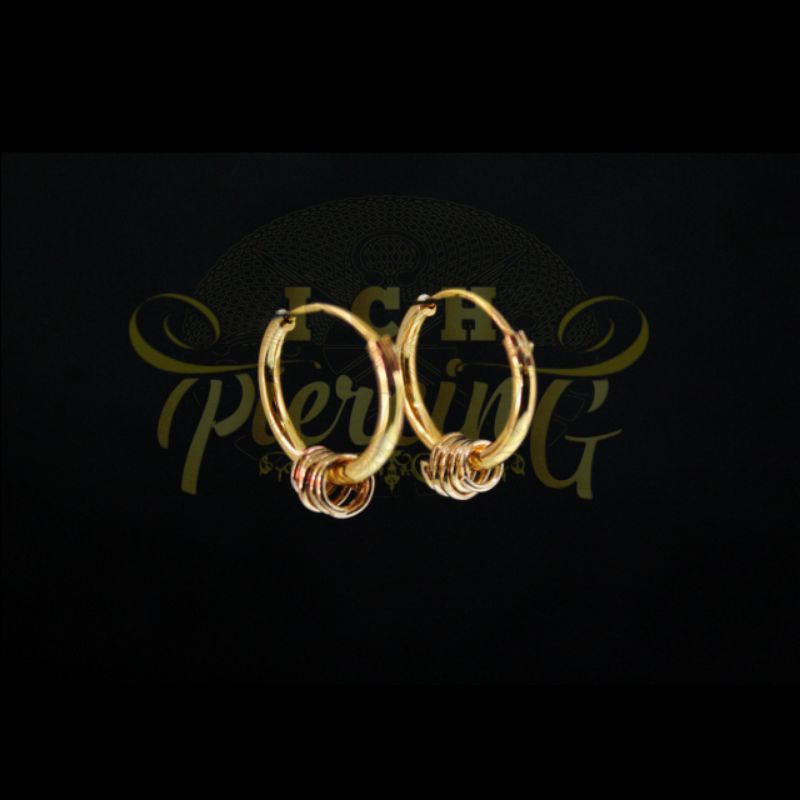 Anting Hoop GOLD Multi Ring Mewah untuk Pria / anting Hoop tindik RING GOLD