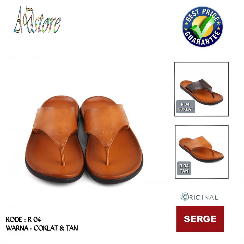 Sandal Casual Kulit Pria Fashion Outdoor Style Terbaru Serge Warna Tan Coklat R04
