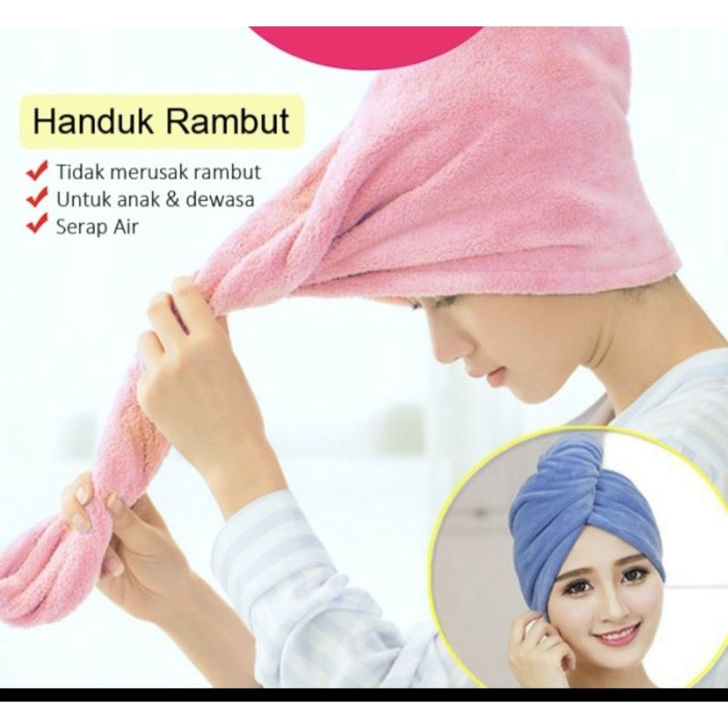 WARNA ACAK - Handuk Kepala Pengering Rambut Headband Ikat Lap Handuk Serap Air