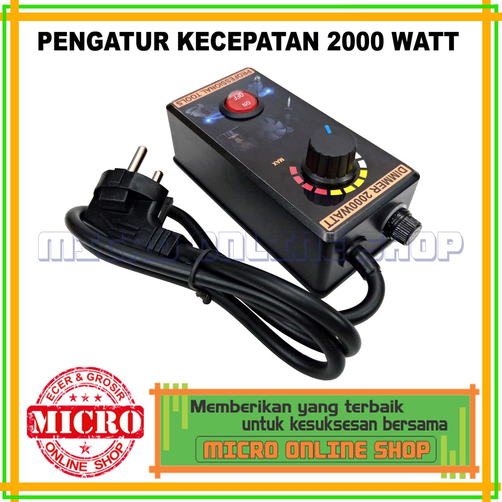Pengatur Kecepatan Bor Gerinda / Dimmer AC 220 Volt 2000 Watt Shopee