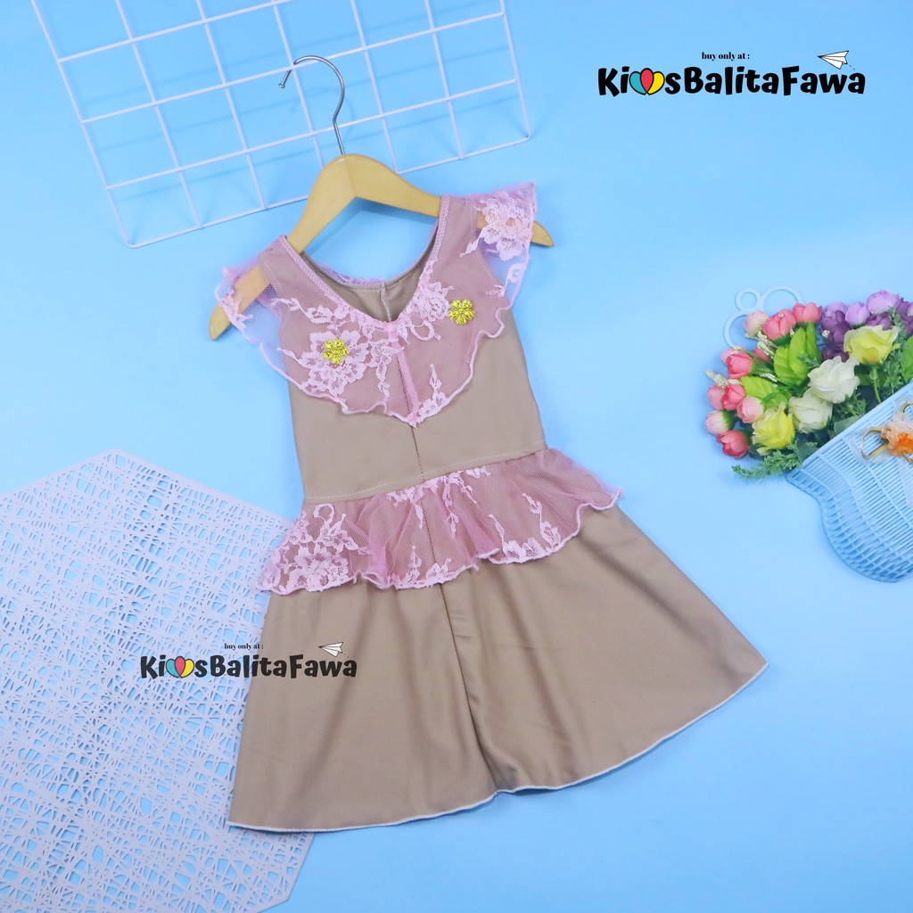 Dress Helen Bayi 3-12 Bulan  / Dres Brukat Baby Anak Perempuan Baju Yukensi Pesta Murah Harian Adem