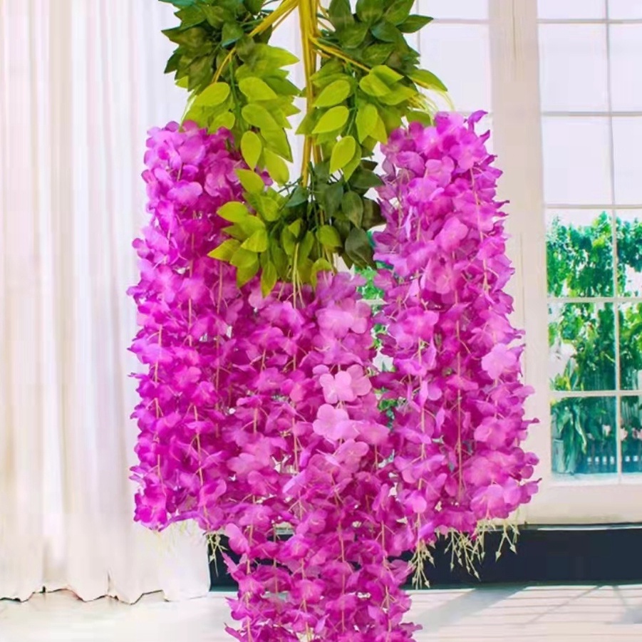 Tanaman Bunga Rambat Hias Bunga Wisteria Plastik Juntai Gantung Ornamen Pajangan Dekorasi Rumah Indoor Artificial Flower Satu7an PBP102