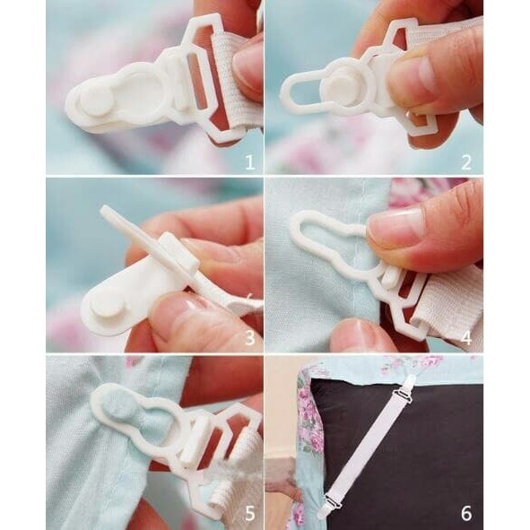 (ISI 4 PCS) TALI KARET STRAP PENGIKAT PENGAIT PENGENCANG UJUNG SPREI KASUR GRIPPER.