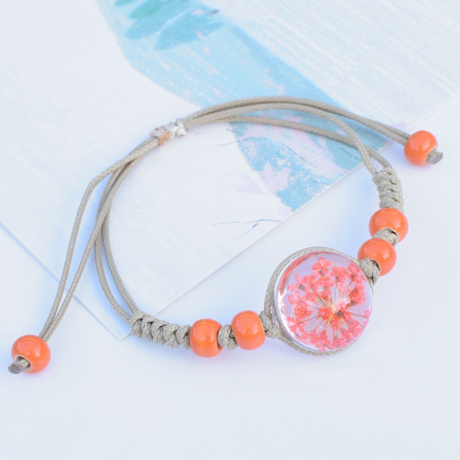 Gelang bangle bunga wanita bunga kering awet cantik terbaru model korea lucu hadiah kado anak ultah-orange gypsophila
