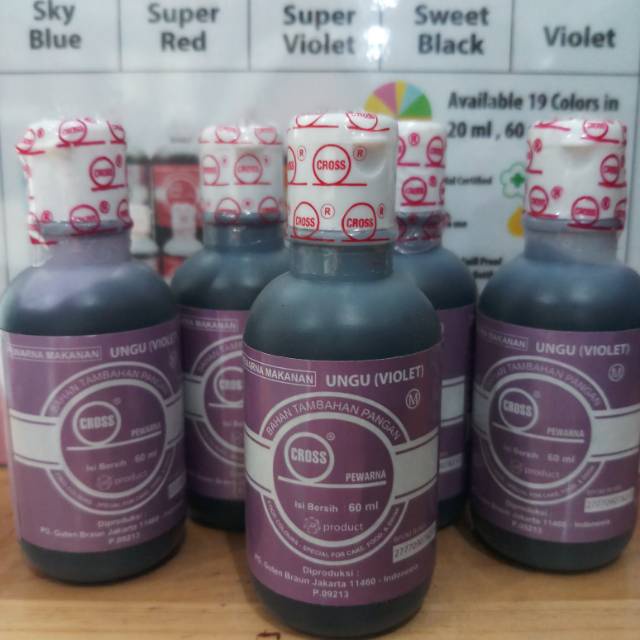 

Cross Pewarna Makanan Ungu (Violet) 60ml Bahan Tambahan Pangan