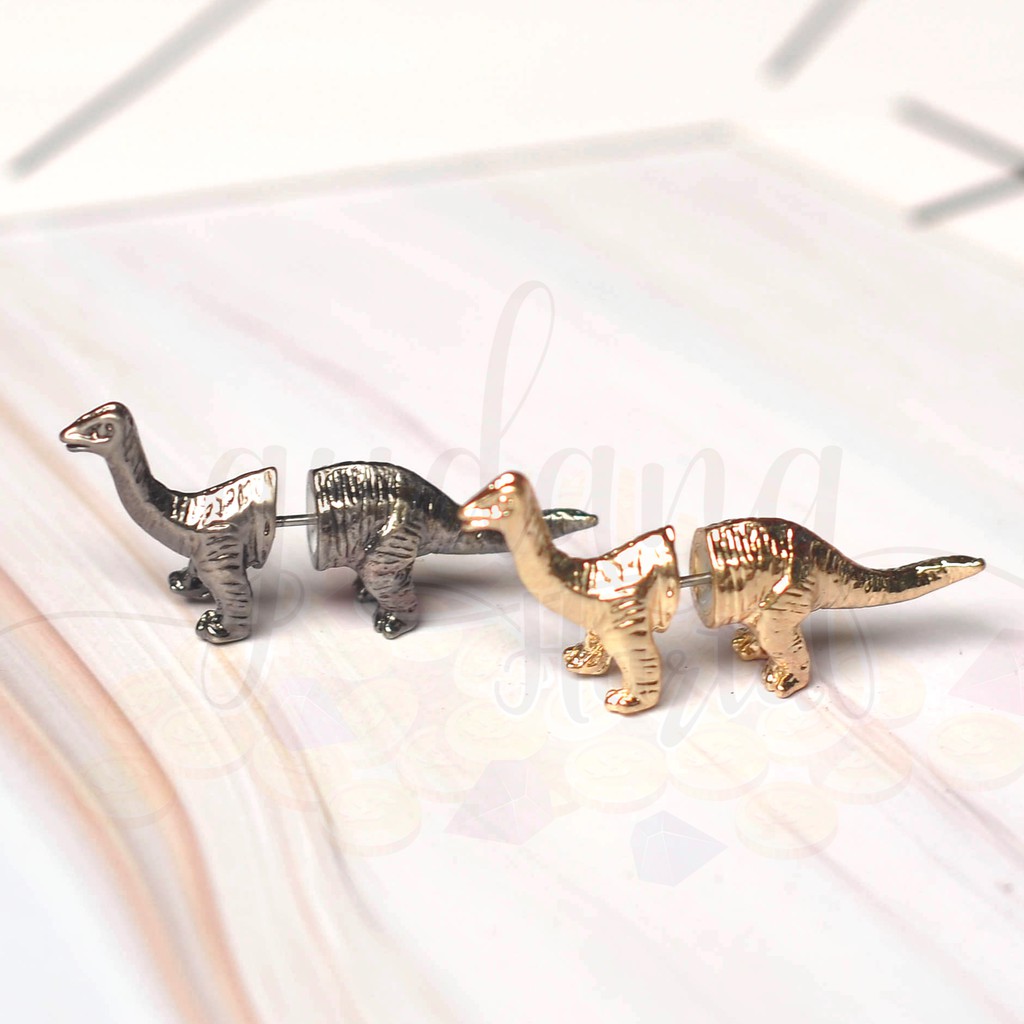 Anting Stud Dinosaurus Gold Silver Lucu Unik GH 203682