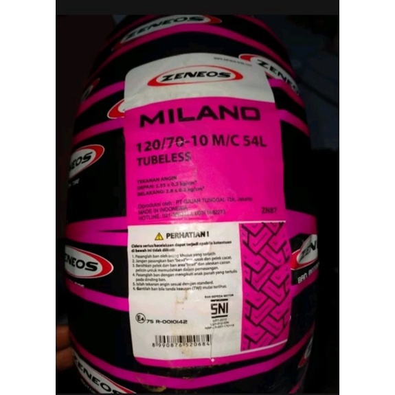 Ban motor - Ban belakang vespa 120 70 10 - Ban Zeneos milano 120-70-10 - Tubeless