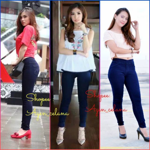 HOPYLOVY CAT CELANA NAVY DARK BLUE MUDA TUA 12.12 / VIVO & YIU YIE, jegging jeans " NAVY BLUE " size