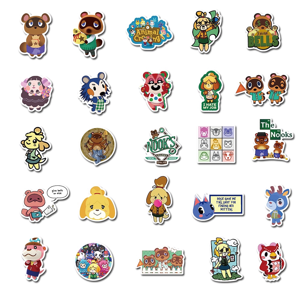 50pcs Pack Hot Game Sticker Animal Crossing Stickers For Skateboard Guitar Motorcycle Laptop Girls Waterproof Sticker Toy