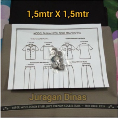 Bahan Kain Baju + Celana PDH Coklat POLISI Jatah POLRI Seragam PDH/PDSUS Satpam Security Coklat Baru