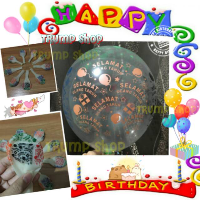 Balon latex Transparant "SELAMAT ULANG TAHUN"