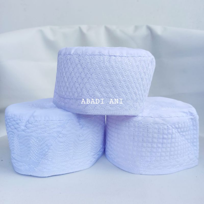 PECI KOPIAH KUPLUK HAJI PUTIH MADINAH KAIN BULAT