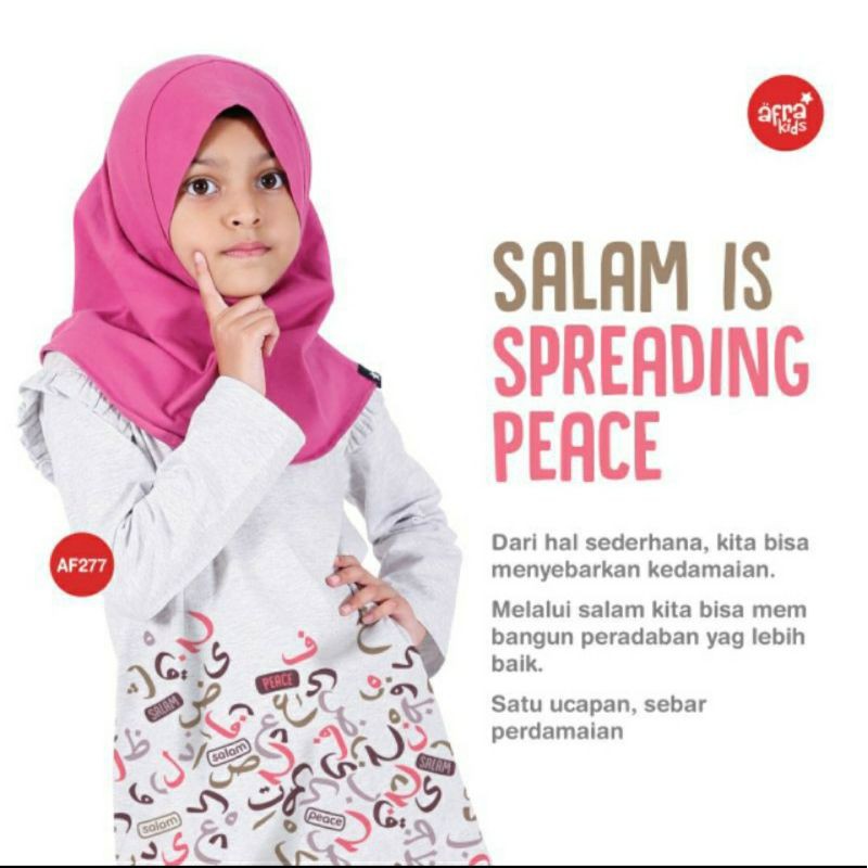 Kaos Tunik Anak Afrakids AF277 &quot;Salam is Spreading Peace&quot;