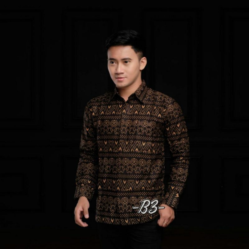 (COD) PROMO BATIK PRIA SIZE M L XL XXL BSWART BATIK HRBO26 Hem panjang padi-7