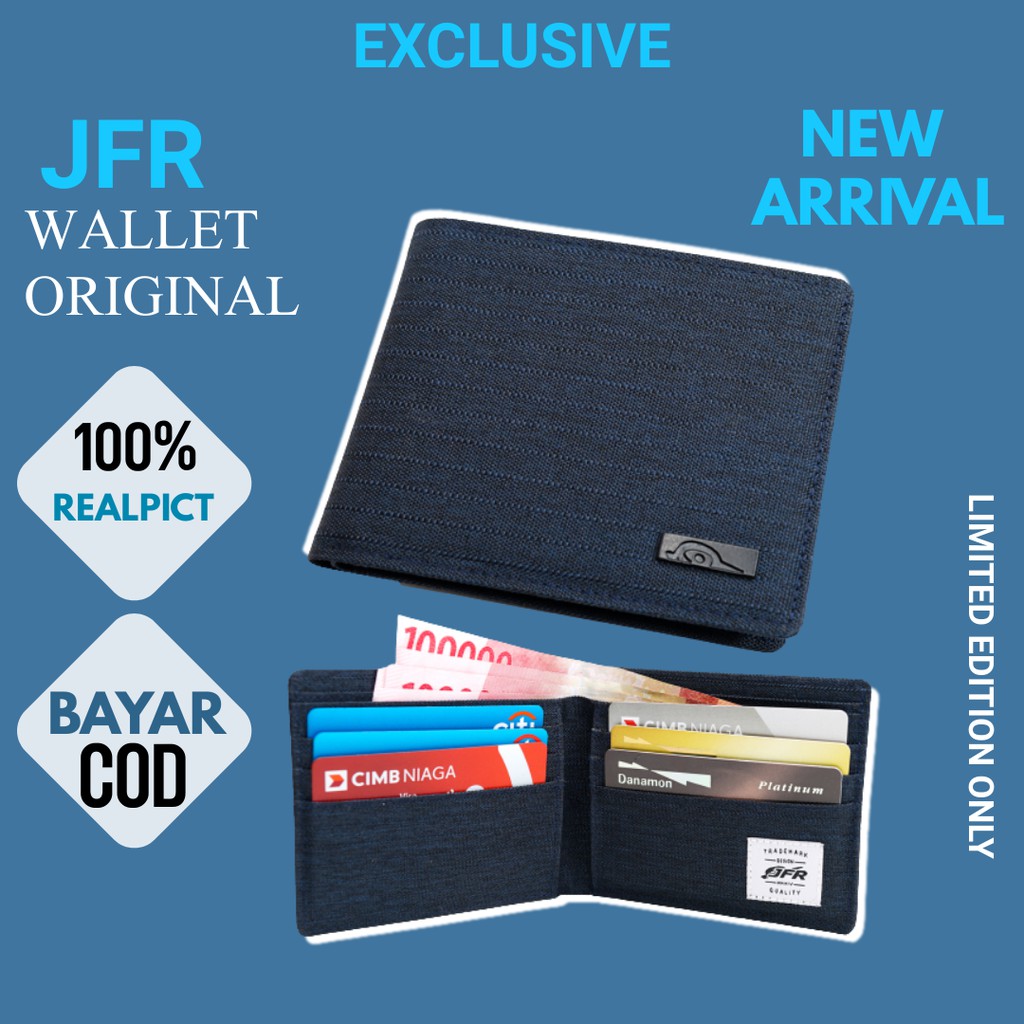 JFR Dompet Pria Dompet Lipat Dompet Cowok Laki Laki Bahan Kanvas Original JP20