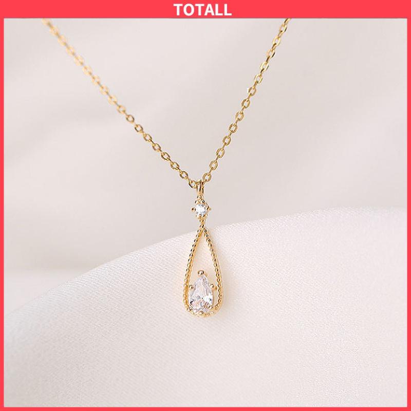 COD Fashion Indah Water Drop Zircon Kalung Wanita Sederhana Temperamen Rantai Klavikula-Totall