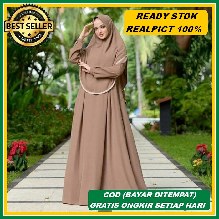 Baju Gamis Dress Basic Wanita Bahan Katun Toyobo Fodu Ori Polos Renda Bawah Busui Mayung Big Size Ju