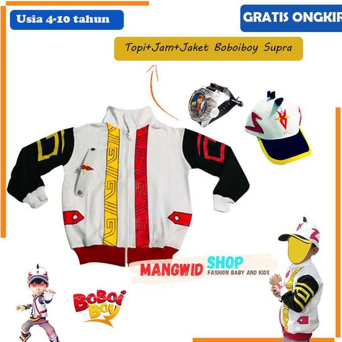 Topi + Jam Tangan Proyektor + Jaket Rompi Boboiboy Supra