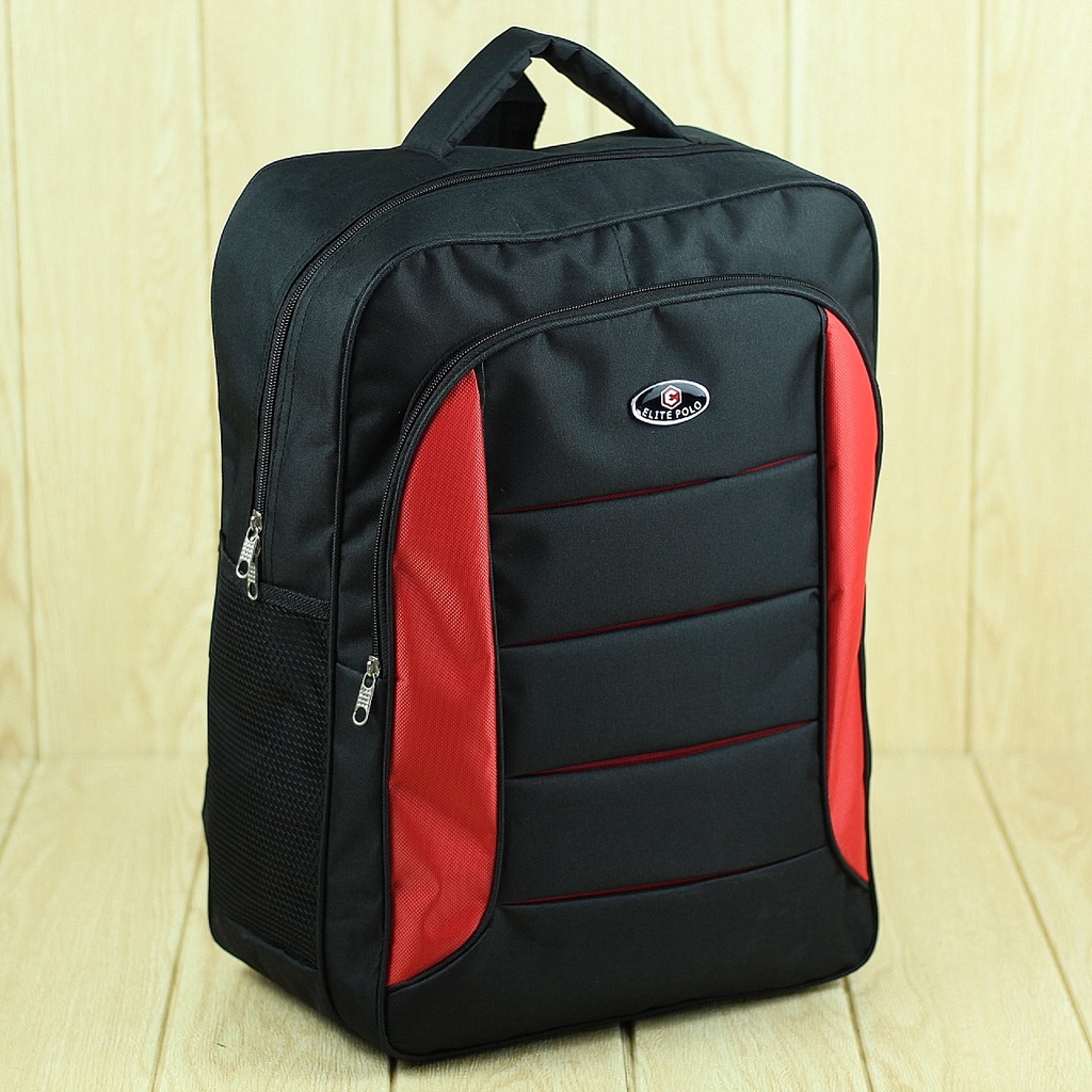 Tas Ransel Elite Polo Variasi Merah Back Pack Cowok Pria Laki Trendy