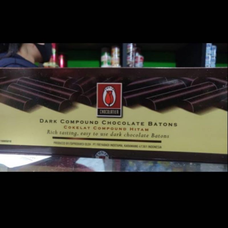 

COKLAT BATONS 250gr /DARK COMPOUND CHOCOLATE BATONS REPACK 250GR/ COKLAT HITAM TULIP